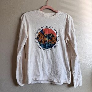 The North Face Cream Long Sleeve Graphic Tee - Sunset Lake Scene